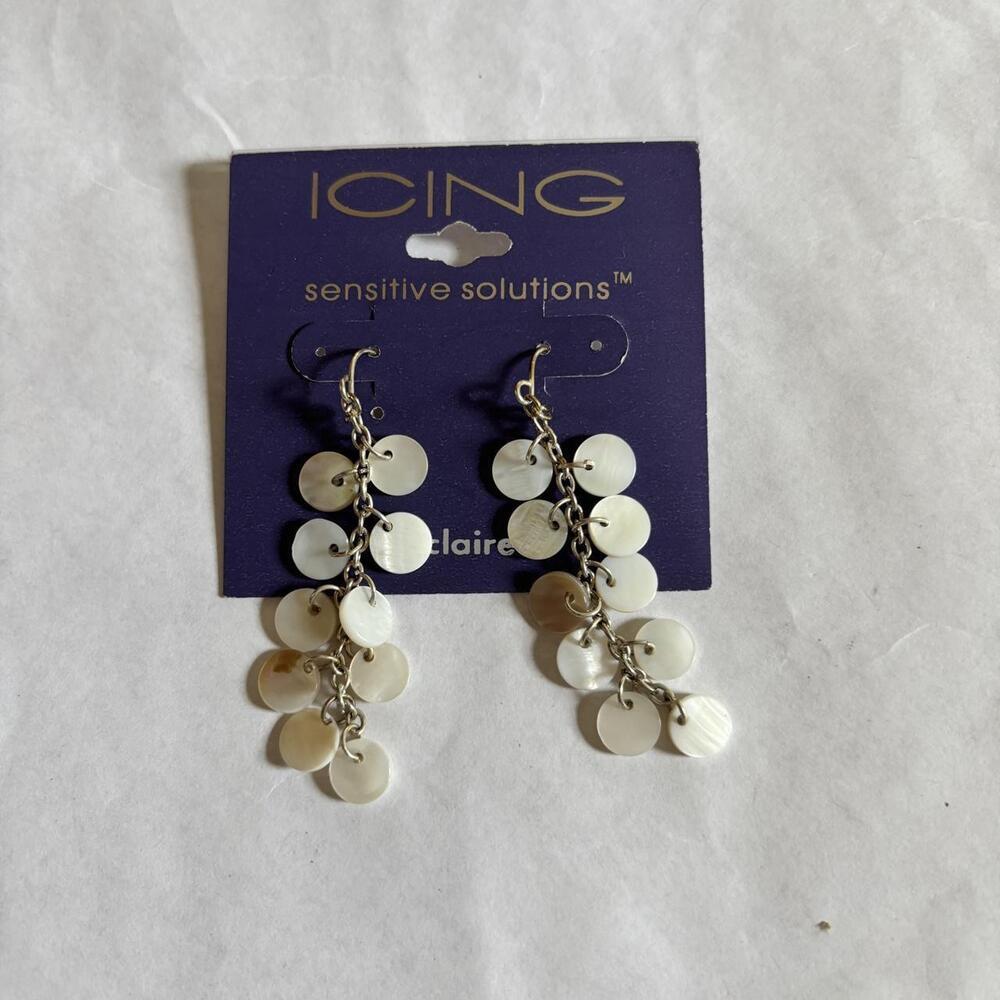 Icing Silver And White Earrings